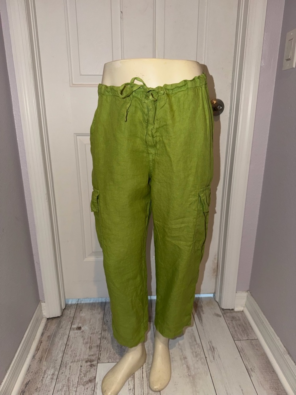 CP Shades Green Linen Cargo Pants